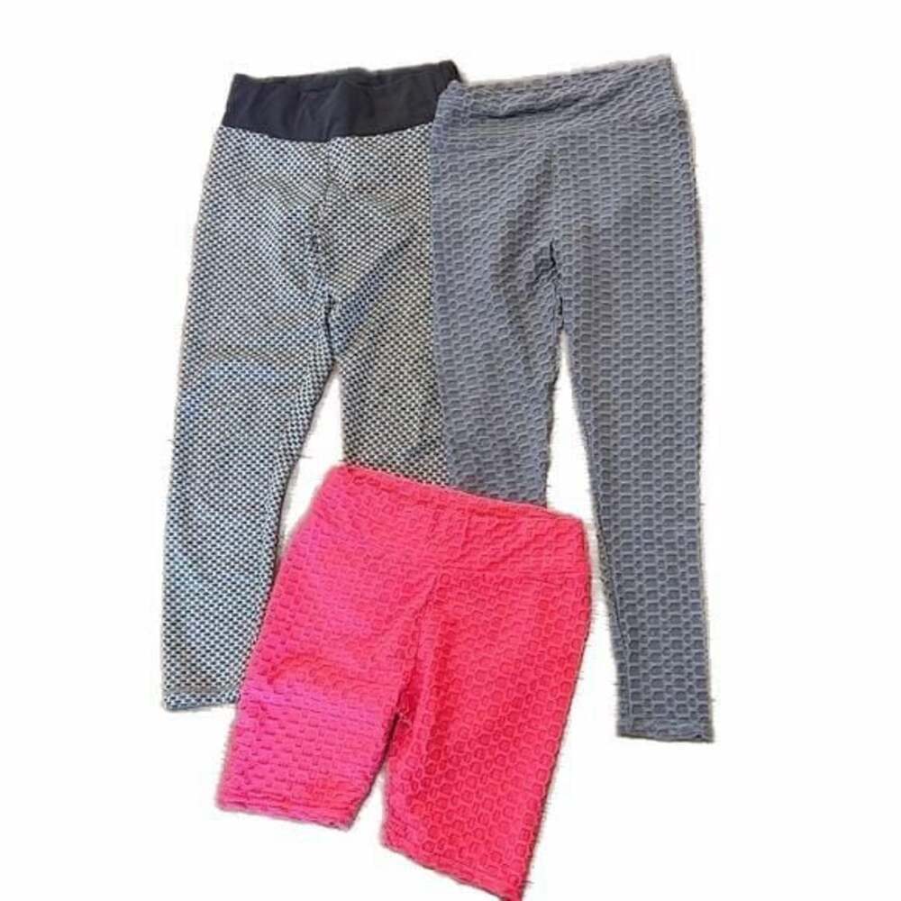 3 Pairs of Women’s Ruched Leggings & Bike Shorts Size L